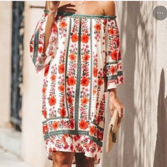 NWOT UMGEE Peasant Floral Boho Mini Dress - Picture 1 of 5